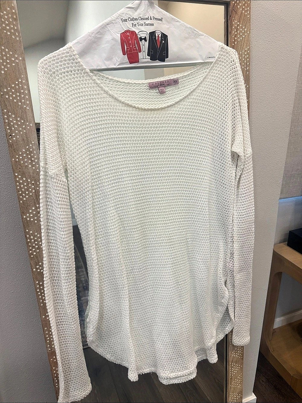 Calypso St. Barth White Crochet Knit Sweater